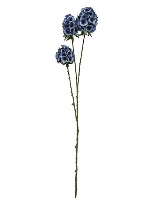 3 Head Artificial Scabiosa Stellata x 71cm long - Blue