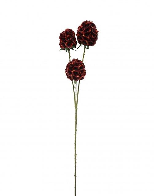 3 Head Artificial Scabiosa Stellata x 71cm long - Red 