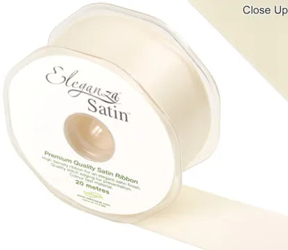 38mm x 20m Double Faced Cream Satin Ribbon