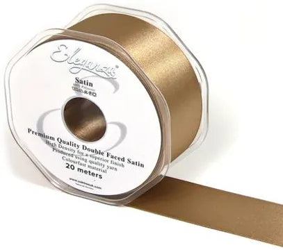 38mm x 20m Double Faced Mocha Satin Ribbon