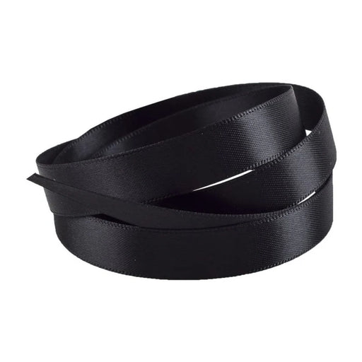 10mm x 20m Double Faced  Satin Ribbon - Black