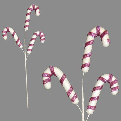 48cm 3 Candy Cane  Pick - Pink & White