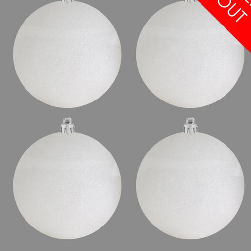 4 x 10cm White Baubles