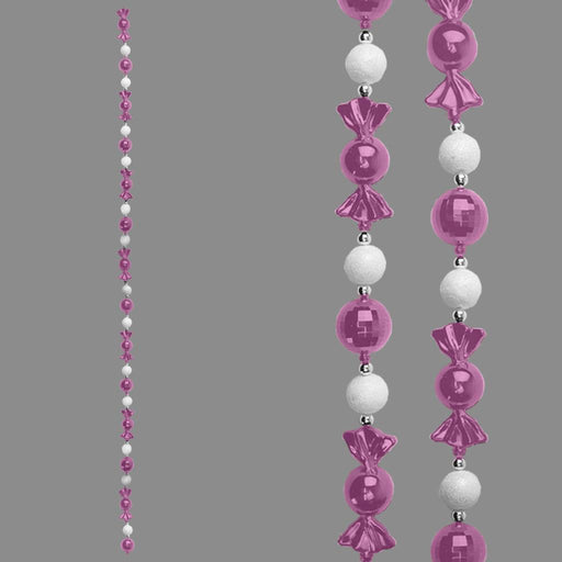 1.8m Bauble & Candy Garland White & Pink