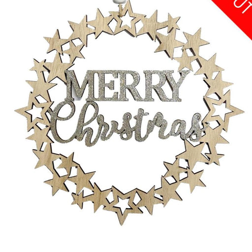 22.5cm Merry Christmas Wooden Wreath Hanger