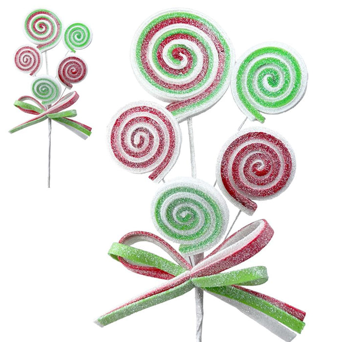 41cm Lolly Candy Cane Green Red White