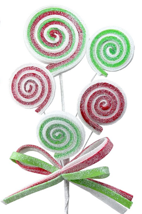 41cm Lolly Candy Cane Green Red White