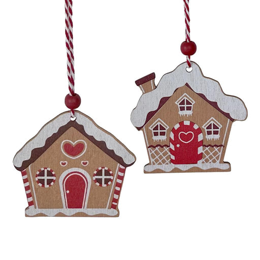 2 x 7cm Wood Candy House Hangers