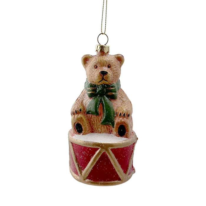 12.5cm Christmas Bear & Drum Bauble