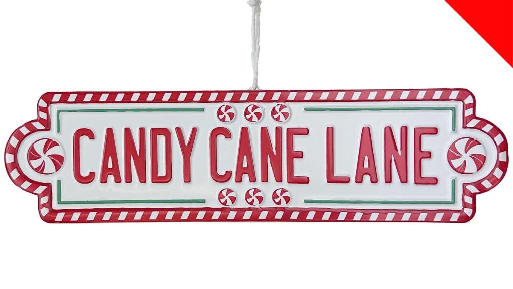 38 x 10cm Candy Cane Metal Sign