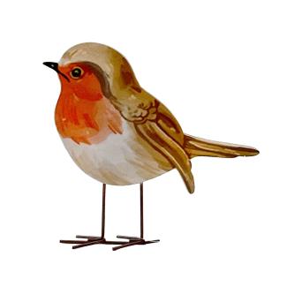 15cm Realistic Wooden Standing Robin