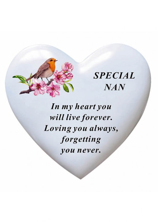 White Heart Graveside Memorial With Robin & Message - Nan