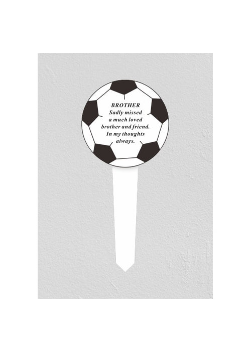 White Plastic Memorial  Football Stake - Brother