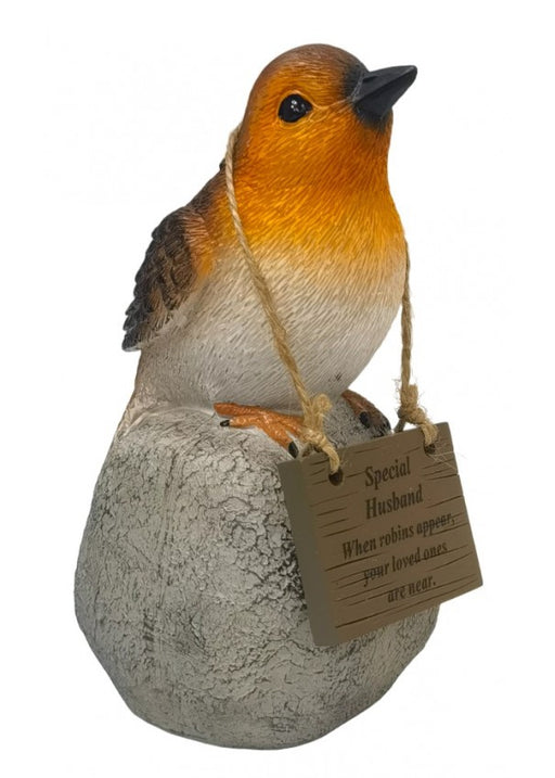 Robin on a  Rock with Hanging Plaque - Special Husband