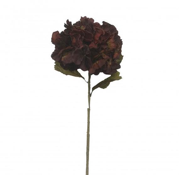 Artificial Dried-Style Hydrangea - Burgundy - 25cm diameter, 80cm long