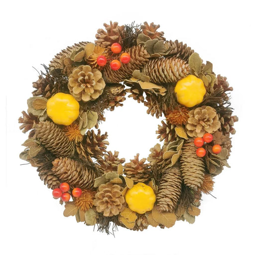 Pine Cone & Pumpkin Harvest Home Wreath - 30cm