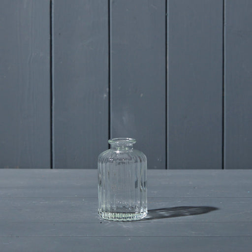 Clear Ribbed Glass Bottle x  10cm tall