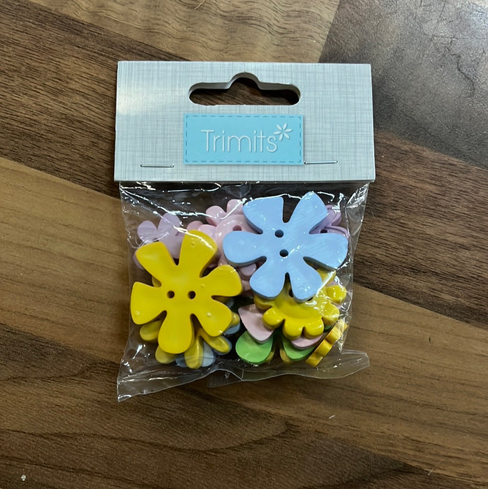 Novelty Buttons, Pastel Flowers, Pack of 20g