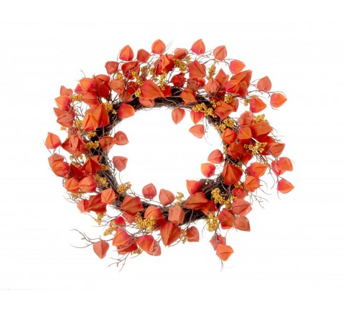 Orange Chinese Lantern Wreath - 60cm