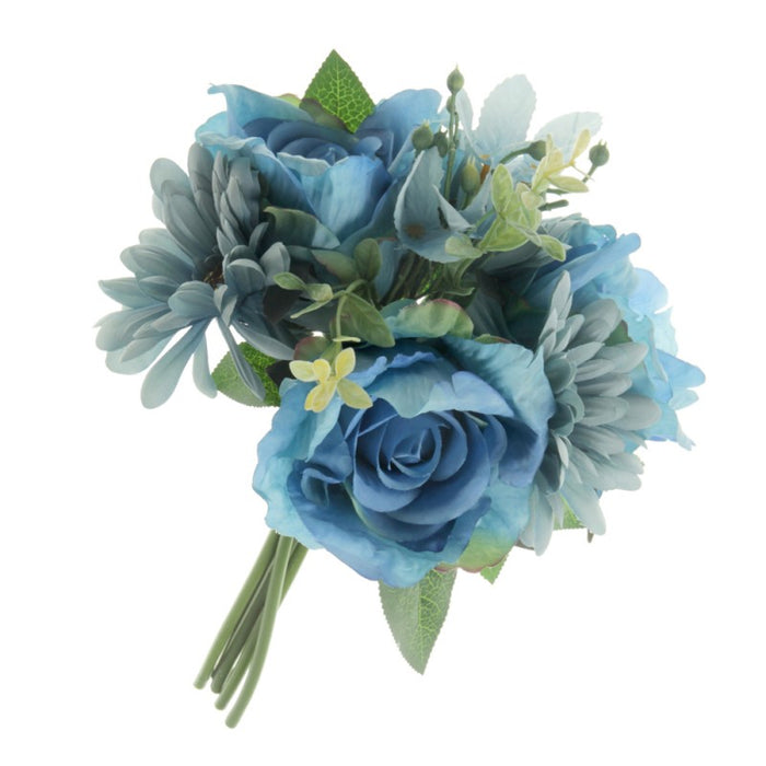 Rose and Gerbera Flower Bundle x 30cm - Blue