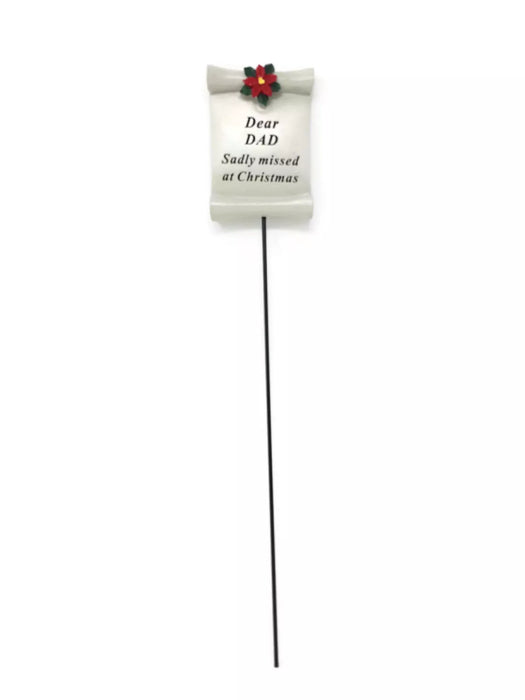 Christmas Scroll Poinsettia Memorial Stick - Dad