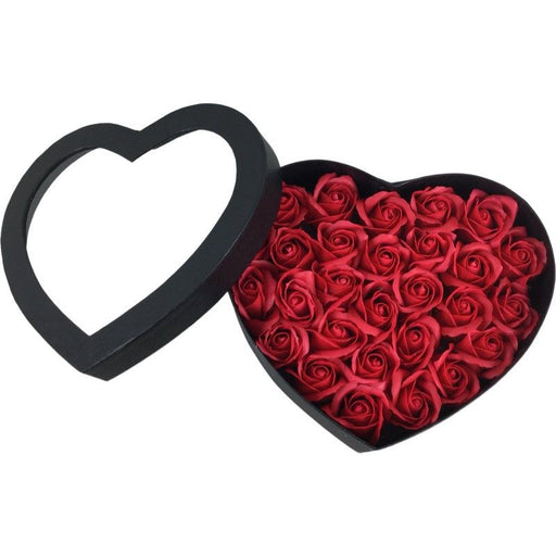 Black Heart Hatbox With Red Scented Roses 27 x 24 x 11.5cm