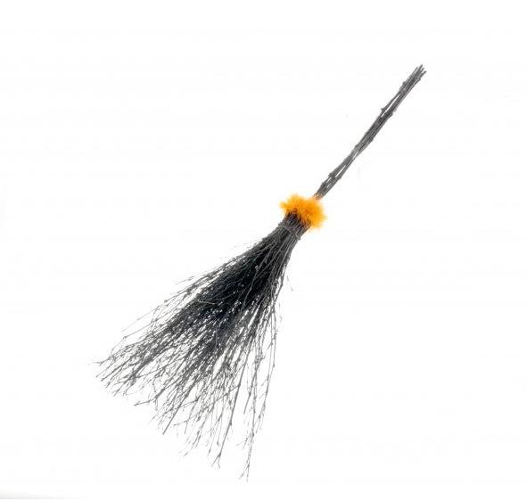 Witches Broomstick Black/Orange - 100cm long