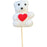 Mini Bear with Red Heart Pick - 10 pack - 5.5 x 7 x 50cm - White