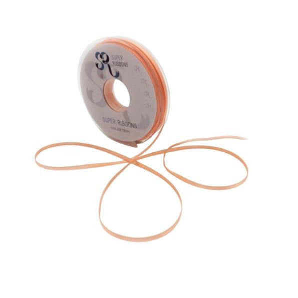 3mm x 50m Double Faced Satin Ribbon - Peach