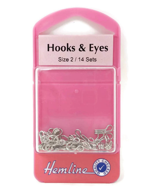 Hooks & Eyes Fasteners -  Silver Nickel - Size 2 x 14 Sets