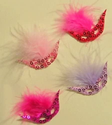 Pack of 4 Feathered Masks Card Craft Topper Embellishment