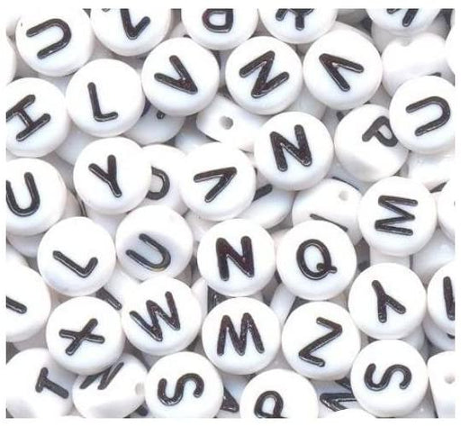 Threading Beads Alphabet Black / White 100pcs