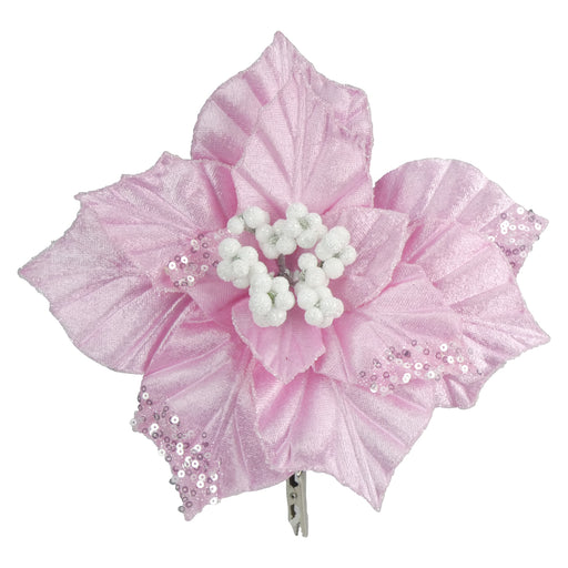 22cm Clip on Poinsettia - Pink