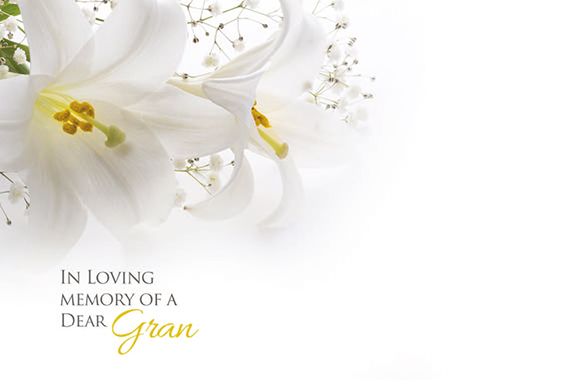 50 In Loving Memory  Florist Cards - White Lilies - Dear Gran