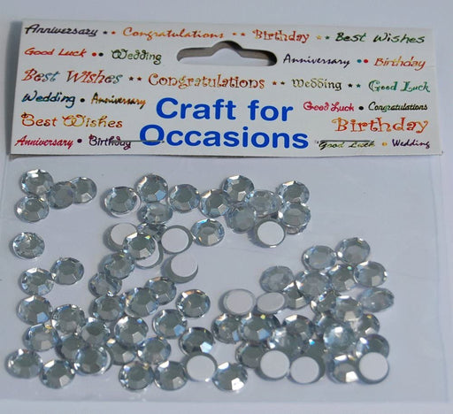 Stick on Craft Embellishments - Silver Round Gems - 80pcs - 8mm size approx