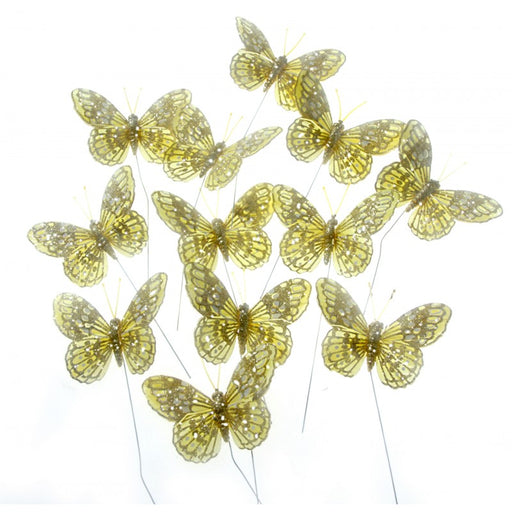 YCHTEWY-Feather Butterfly Decoration on Picks Floral Supplies  Set of 12 pcs with Wire White Butterflies Butterflies for Flower  Arrangements (A) : Arts, Crafts & Sewing