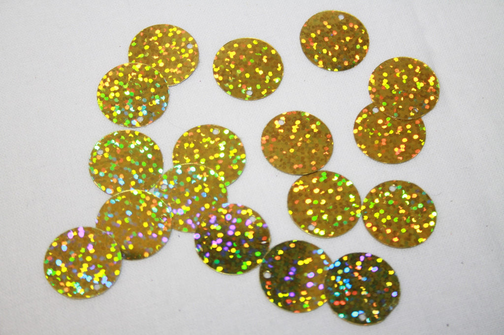 Flat Gold Hologram Spangle Sequin x 20 — Artificial Floral Supplies