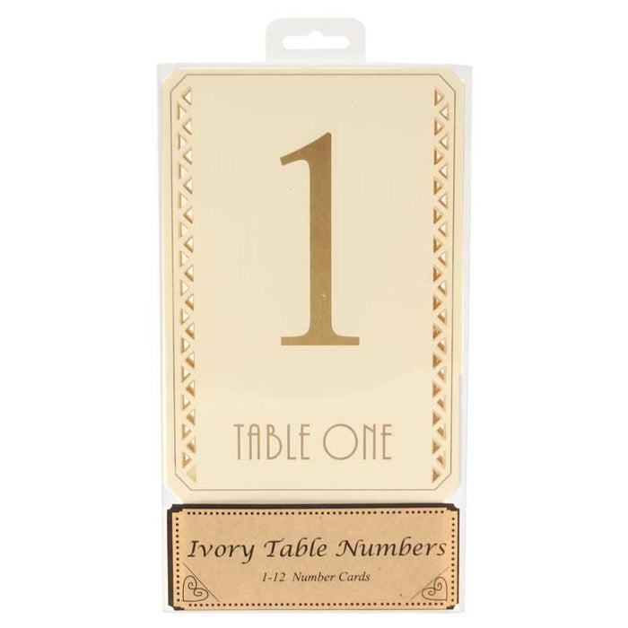 Gold On Cream kraft 1-12 Table Numbers 