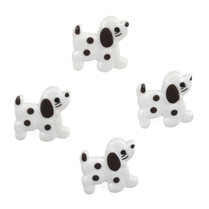 Novelty Craft Buttons, Black and White Dogs, Pack of 4