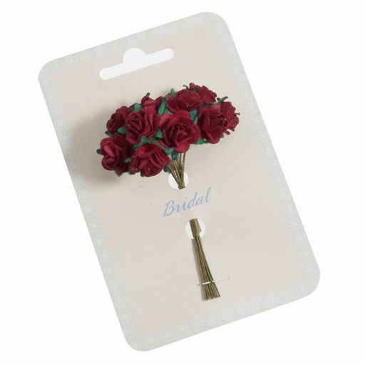 Paper Rose -14mm Heads - 12 Stems - Deep Red