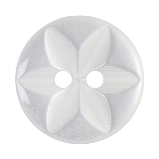 14mm-Pack of 8, White Round Flower Buttons