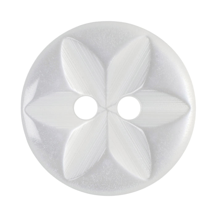 11mm-Pack of 14, White Round Flower Buttons