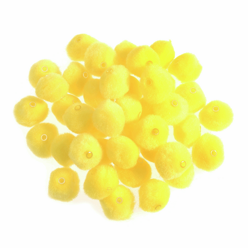 Pom Poms with Hole 12mm x  50 - Yellow