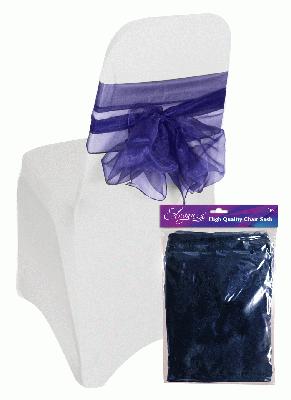 Organza Chair Sash 3m x 27cm - Navy