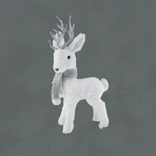 Shimmering White Fur Deer 48 x 22cm