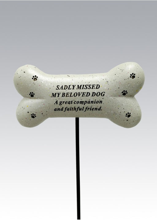 Dog Bone Memorial Stick - Sadly Missed