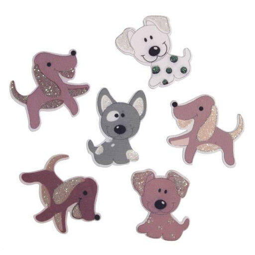 Pack of 6 Cute Dog Craft Embellishments