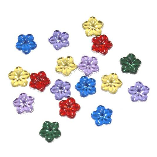 Assorted Colours Mirror Flower Gems, Pack of 30
