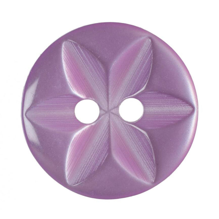 14mm-Pack of 8, Lilac Round Flower Shape Buttons