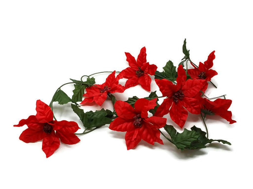 6ft Red Poinsettia Garland